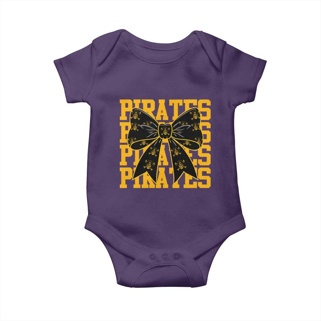 Pirates Coquette Bow Baby Onesie Retro Sports Style Pirate Skull TS10 Purple Print Your Wear