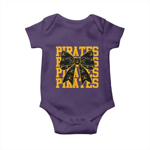 Pirates Coquette Bow Baby Onesie Retro Sports Style Pirate Skull TS10 Purple Print Your Wear