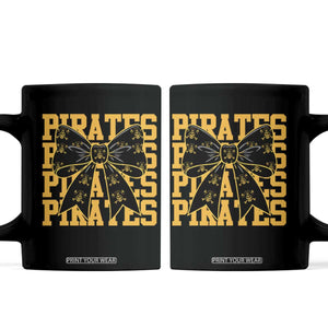 Pirates Coquette Bow Coffee Mug Retro Sports Style Pirate Skull TS10 Black Print Your Wear