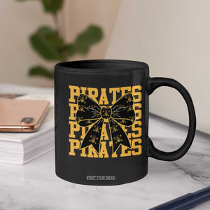 Pirates Coquette Bow Coffee Mug Retro Sports Style Pirate Skull TS10 Print Your Wear