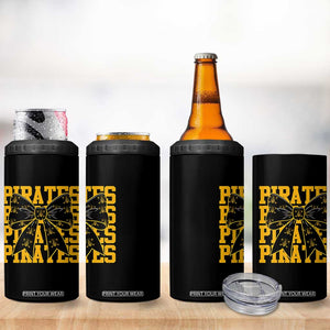 Pirates Coquette Bow 4 in 1 Can Cooler Tumbler Retro Sports Style Pirate Skull TS10 Print Your Wear