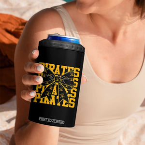 Pirates Coquette Bow 4 in 1 Can Cooler Tumbler Retro Sports Style Pirate Skull TS10 Print Your Wear