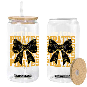 Pirates Coquette Bow Glass Can Retro Sports Style Pirate Skull TS10 Print Your Wear