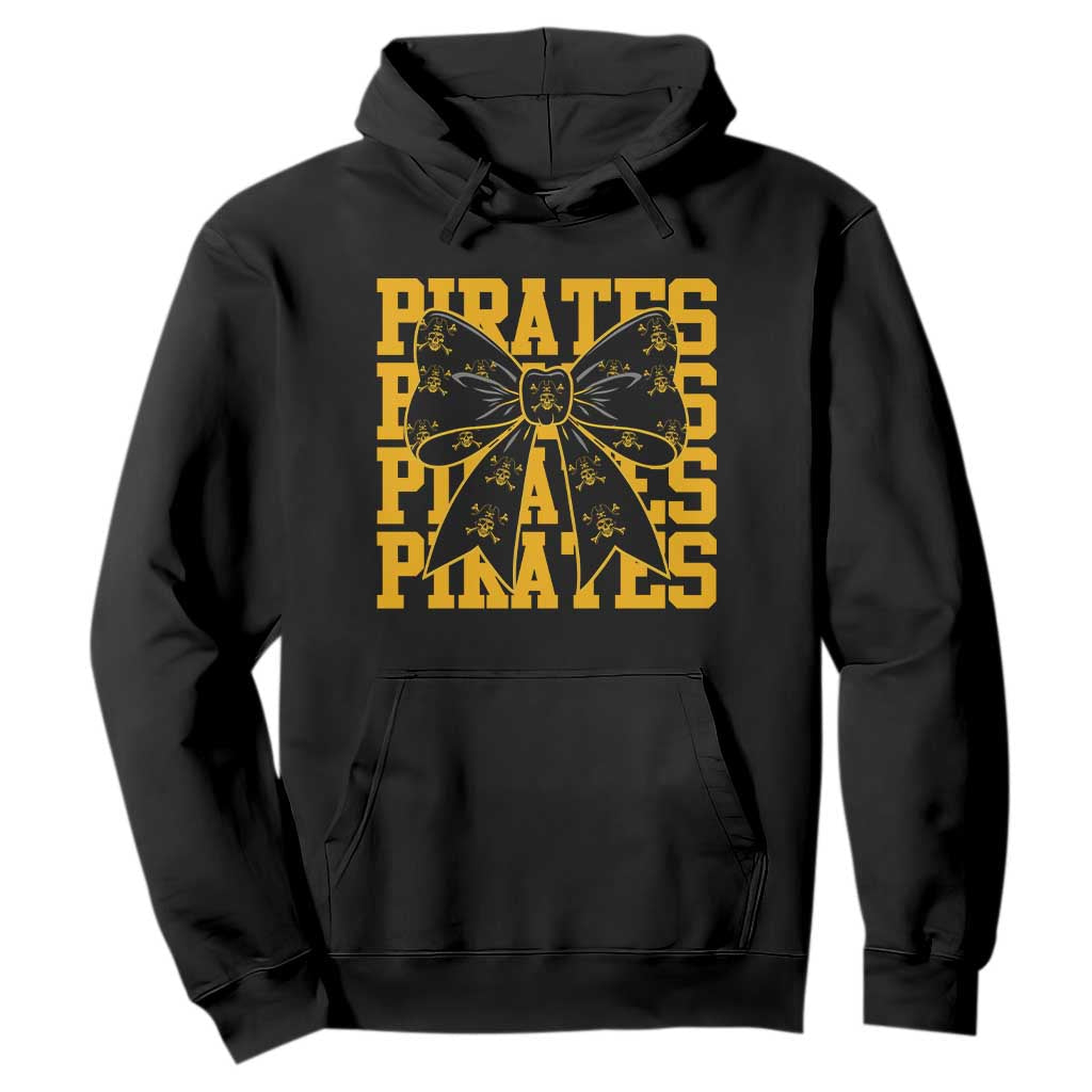 Pirates Coquette Bow Hoodie Retro Sports Style Pirate Skull TS10 Black Print Your Wear