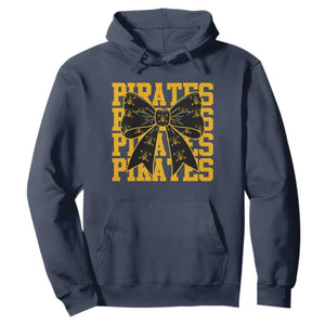 Pirates Coquette Bow Hoodie Retro Sports Style Pirate Skull TS10 Navy Print Your Wear
