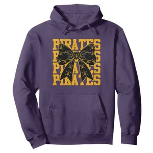 Pirates Coquette Bow Hoodie Retro Sports Style Pirate Skull TS10 Purple Print Your Wear