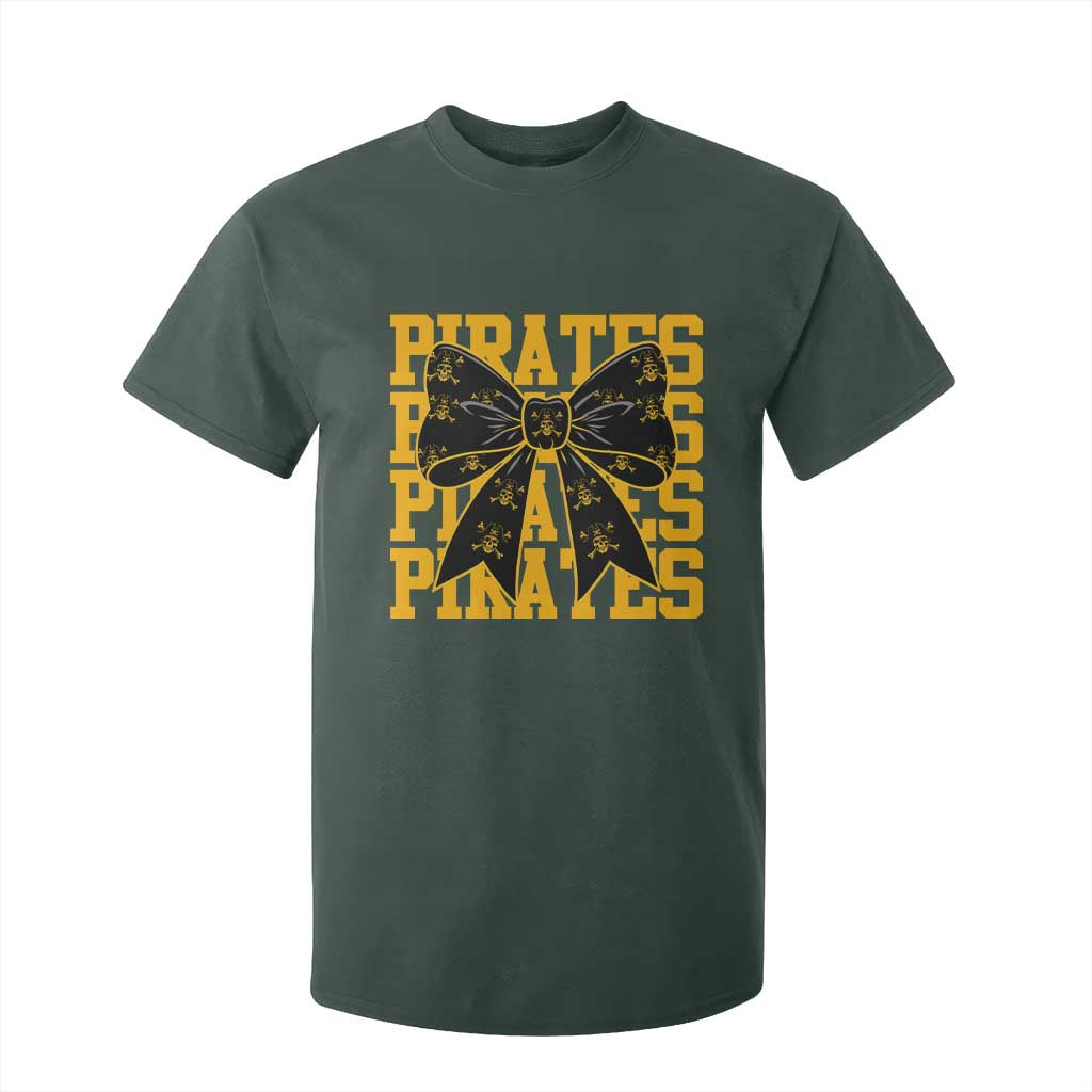Pirates Coquette Bow T Shirt For Kid Retro Sports Style Pirate Skull TS10 Dark Forest Green Print Your Wear