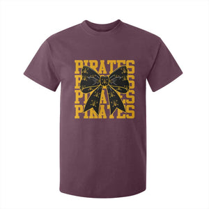 Pirates Coquette Bow T Shirt For Kid Retro Sports Style Pirate Skull TS10 Maroon Print Your Wear