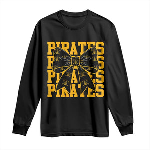 Pirates Coquette Bow Long Sleeve Shirt Retro Sports Style Pirate Skull TS10 Black Print Your Wear