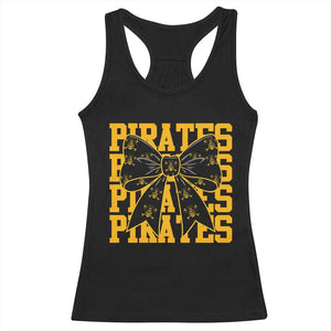 Pirates Coquette Bow Racerback Tank Top Retro Sports Style Pirate Skull TS10 Black Print Your Wear