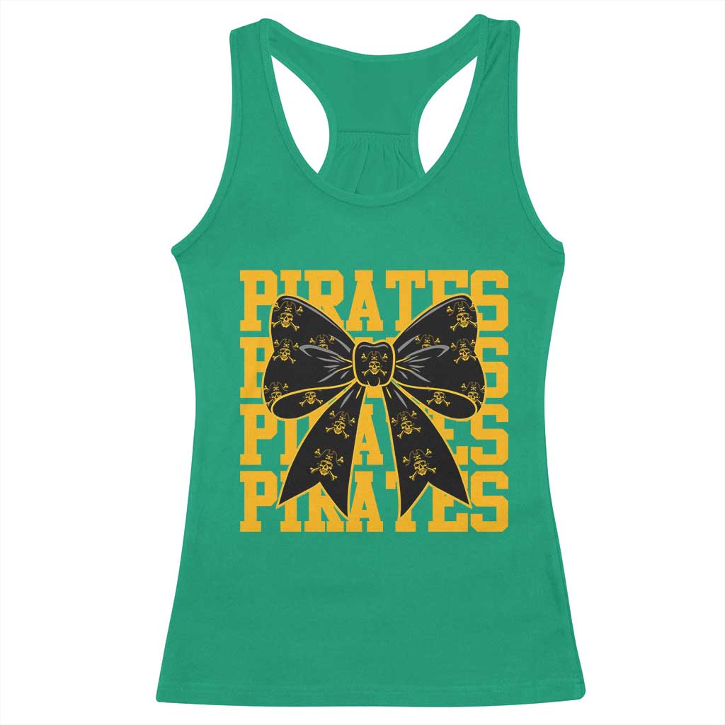 Pirates Coquette Bow Racerback Tank Top Retro Sports Style Pirate Skull TS10 Irish Green Print Your Wear