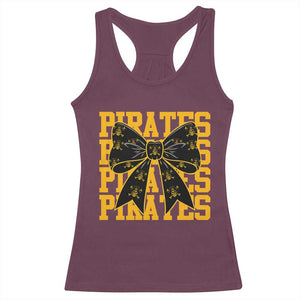 Pirates Coquette Bow Racerback Tank Top Retro Sports Style Pirate Skull TS10 Maroon Print Your Wear