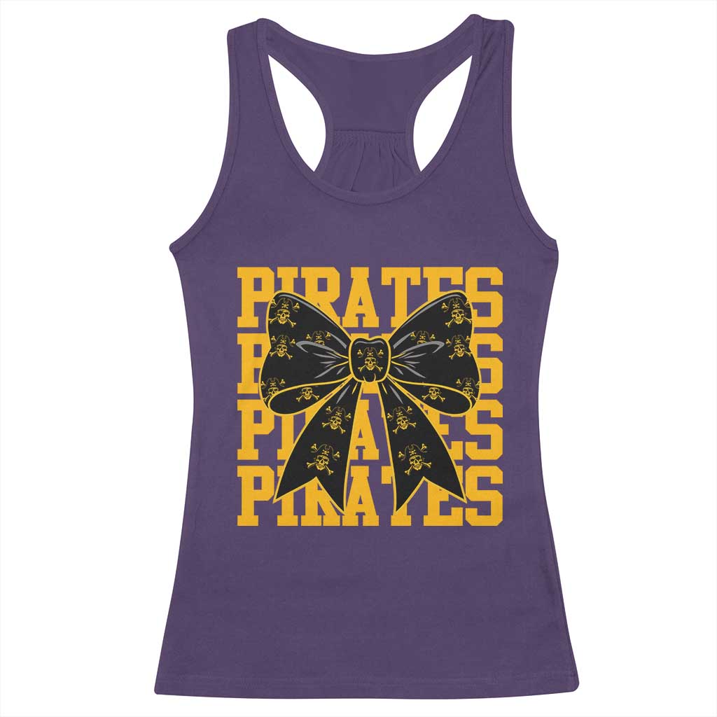 Pirates Coquette Bow Racerback Tank Top Retro Sports Style Pirate Skull TS10 Purple Print Your Wear