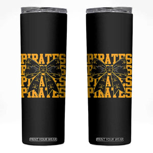 Pirates Coquette Bow Skinny Tumbler Retro Sports Style Pirate Skull TS10 Black Print Your Wear