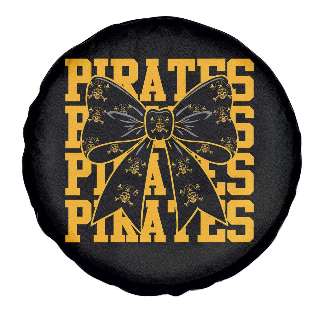 Pirates Coquette Bow Spare Tire Cover Retro Sports Style Pirate Skull TS10 Print Your Wear