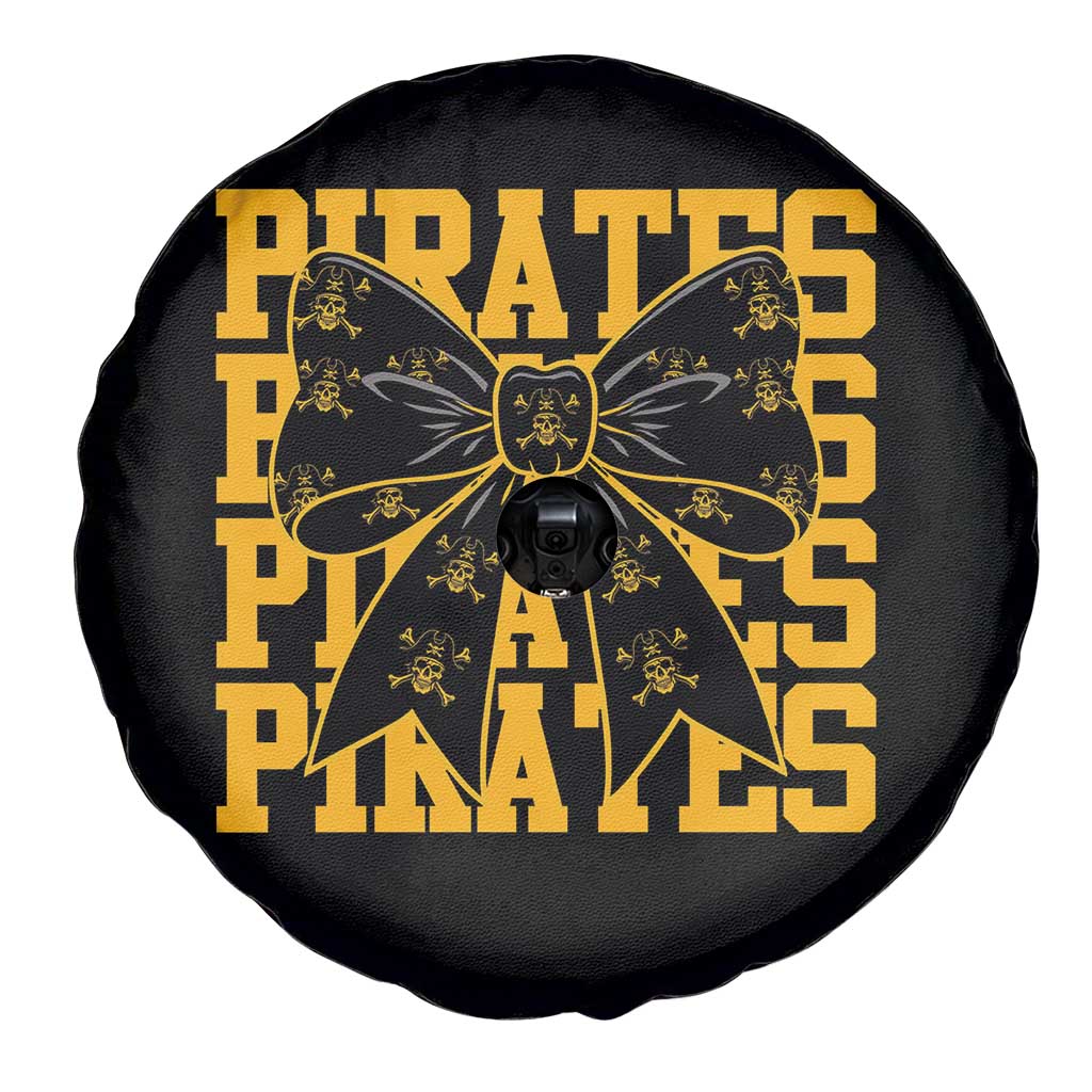 Pirates Coquette Bow Spare Tire Cover Retro Sports Style Pirate Skull TS10 Print Your Wear