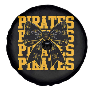 Pirates Coquette Bow Spare Tire Cover Retro Sports Style Pirate Skull TS10 Print Your Wear