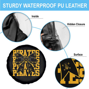 Pirates Coquette Bow Spare Tire Cover Retro Sports Style Pirate Skull TS10 Print Your Wear