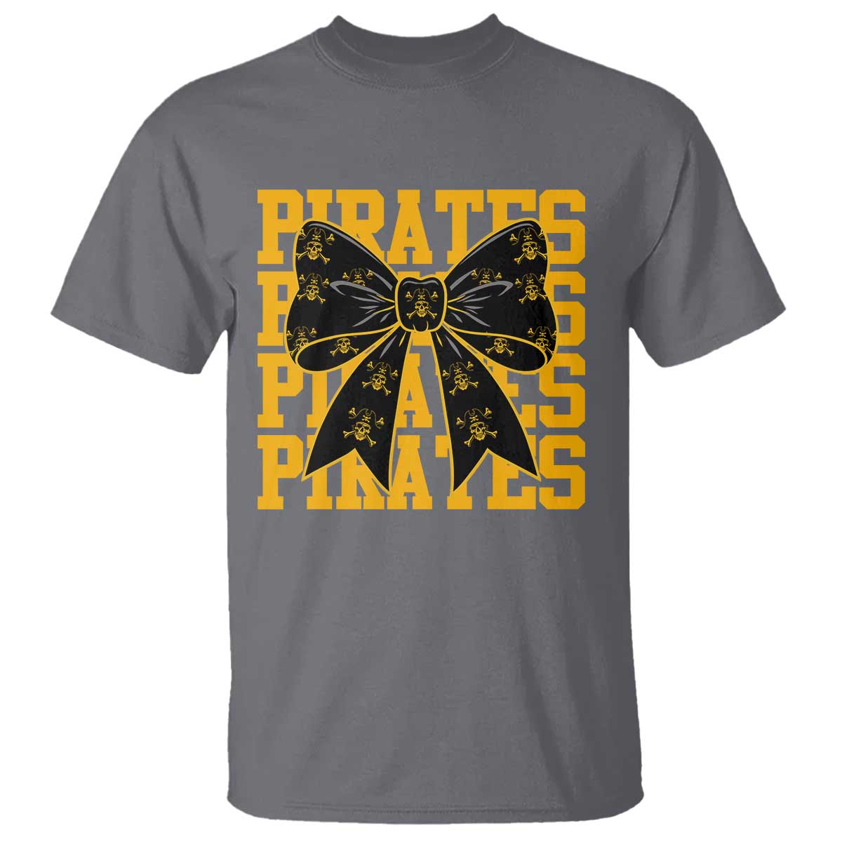 Pirates Coquette Bow T Shirt Retro Sports Style Pirate Skull TS10 Charcoal Print Your Wear
