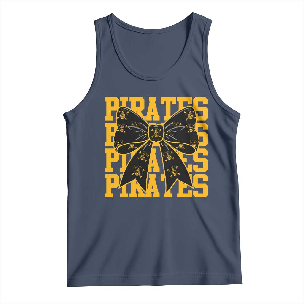 Pirates Coquette Bow Tank Top Retro Sports Style Pirate Skull TS10 Navy Print Your Wear