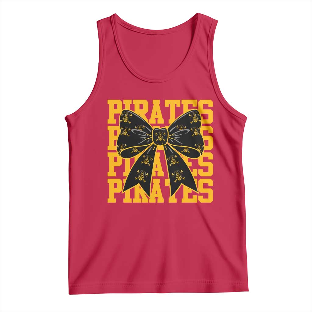 Pirates Coquette Bow Tank Top Retro Sports Style Pirate Skull TS10 Red Print Your Wear