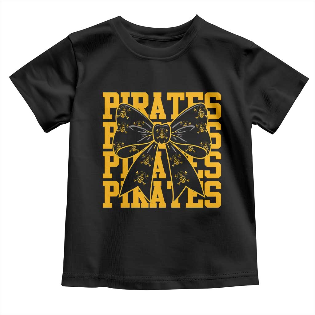 Pirates Coquette Bow Toddler T Shirt Retro Sports Style Pirate Skull TS10 Black Print Your Wear