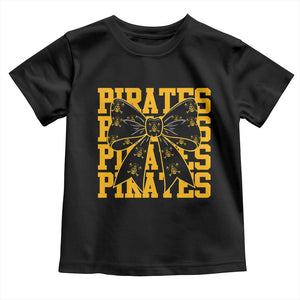 Pirates Coquette Bow Toddler T Shirt Retro Sports Style Pirate Skull TS10 Black Print Your Wear