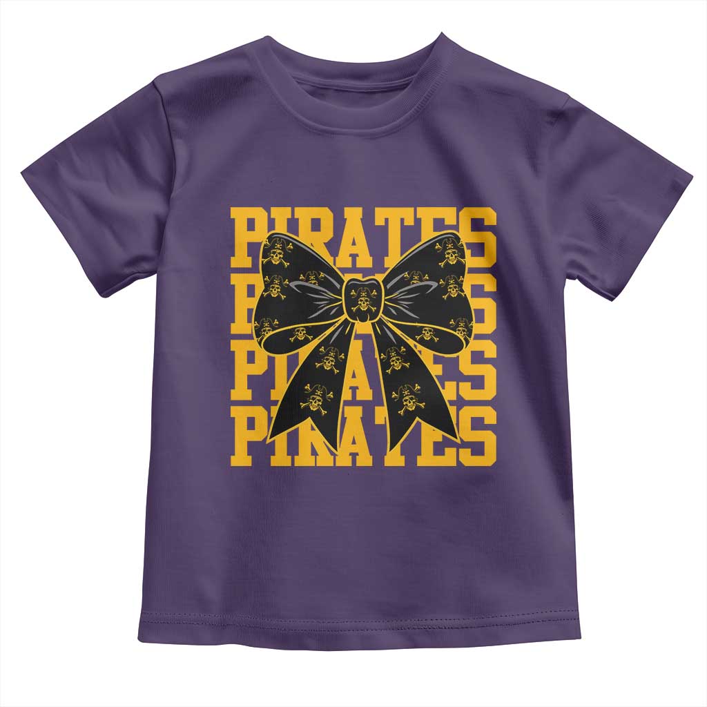 Pirates Coquette Bow Toddler T Shirt Retro Sports Style Pirate Skull TS10 Purple Print Your Wear