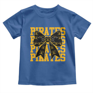 Pirates Coquette Bow Toddler T Shirt Retro Sports Style Pirate Skull TS10 Royal Blue Print Your Wear