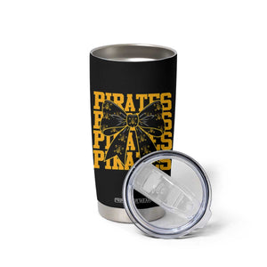 Pirates Coquette Bow Tumbler Cup Retro Sports Style Pirate Skull TS10 Print Your Wear