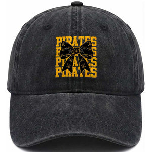 Pirates Coquette Bow Washed Cotton Baseball Cap Retro Sports Style Pirate Skull TS10 Print Your Wear