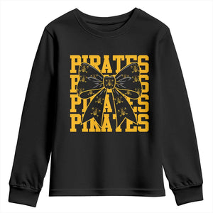 Pirates Coquette Bow Youth Sweatshirt Retro Sports Style Pirate Skull TS10 Black Print Your Wear