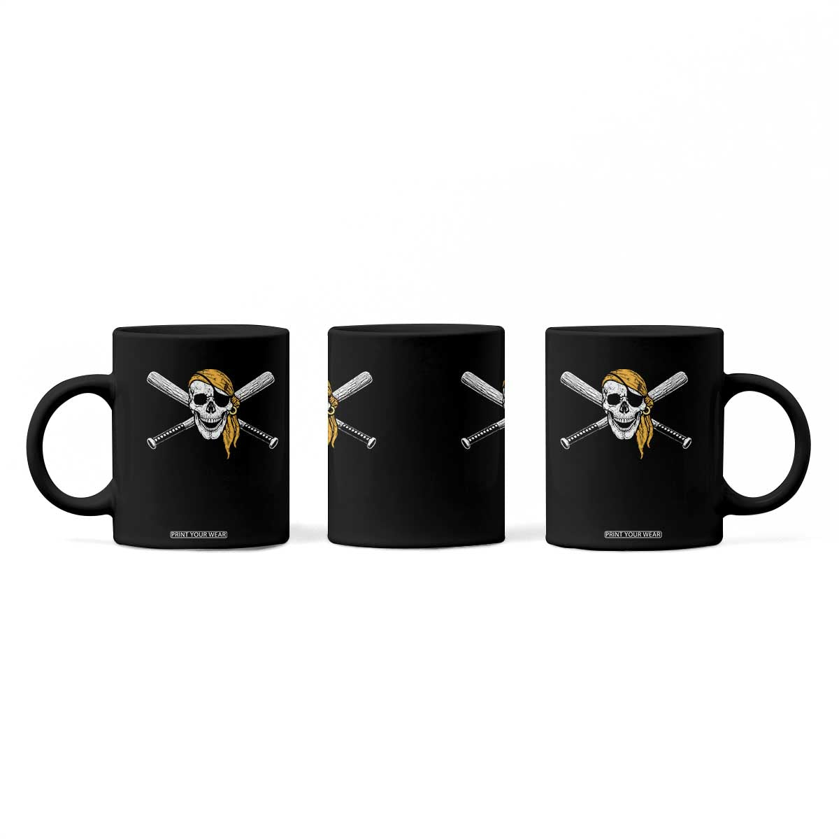 Baseball Pirate Skull Coffee Mug Retro Vintage Cross Baseball Bats TS10 Print Your Wear