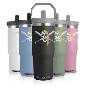 Baseball Pirate Skull Flip Straw Tumbler Retro Vintage Cross Baseball Bats TS10 Print Your Wear