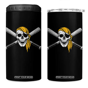 Baseball Pirate Skull 4 in 1 Can Cooler Tumbler Retro Vintage Cross Baseball Bats TS10 One Size: 16 oz Black Print Your Wear