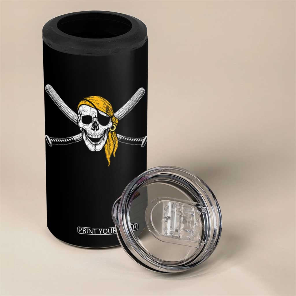 Baseball Pirate Skull 4 in 1 Can Cooler Tumbler Retro Vintage Cross Baseball Bats TS10 Print Your Wear