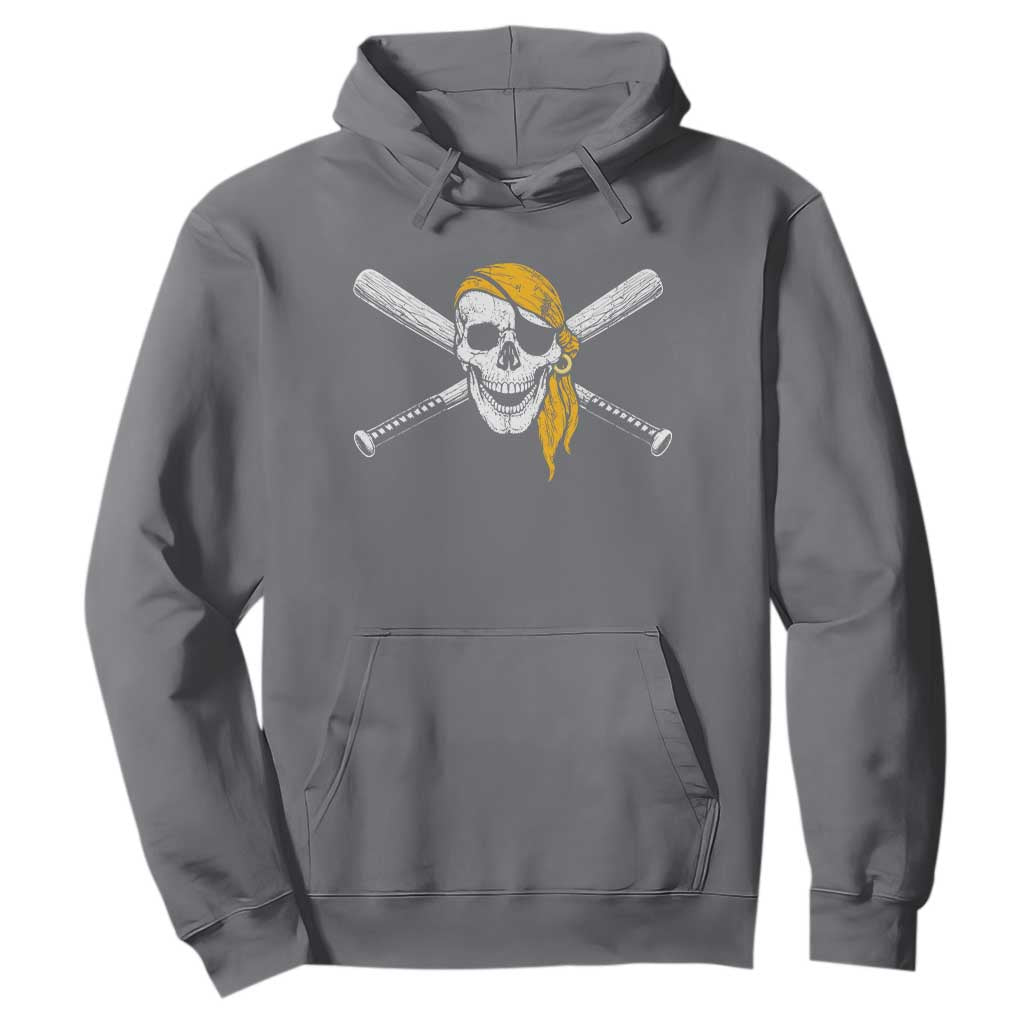 Baseball Pirate Skull Hoodie Retro Vintage Cross Baseball Bats TS10 Charcoal Print Your Wear