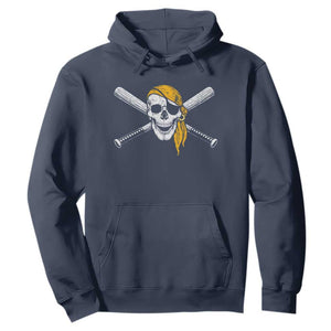 Baseball Pirate Skull Hoodie Retro Vintage Cross Baseball Bats TS10 Navy Print Your Wear