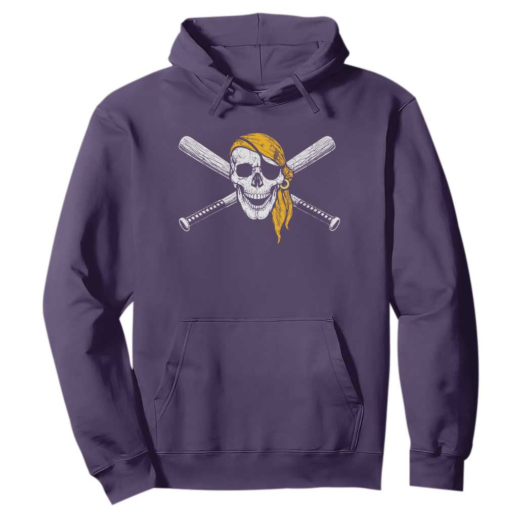 Baseball Pirate Skull Hoodie Retro Vintage Cross Baseball Bats TS10 Purple Print Your Wear