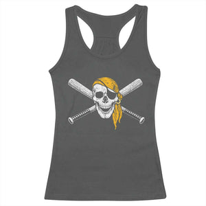 Baseball Pirate Skull Racerback Tank Top Retro Vintage Cross Baseball Bats TS10 Dark Heather Print Your Wear