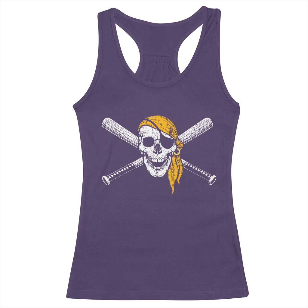 Baseball Pirate Skull Racerback Tank Top Retro Vintage Cross Baseball Bats TS10 Purple Print Your Wear