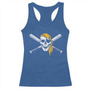 Baseball Pirate Skull Racerback Tank Top Retro Vintage Cross Baseball Bats TS10 Royal Blue Print Your Wear