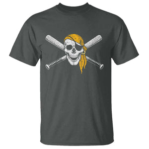 Baseball Pirate Skull T Shirt Retro Vintage Cross Baseball Bats TS10 Dark Heather Print Your Wear