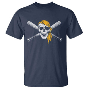 Baseball Pirate Skull T Shirt Retro Vintage Cross Baseball Bats TS10 Navy Print Your Wear