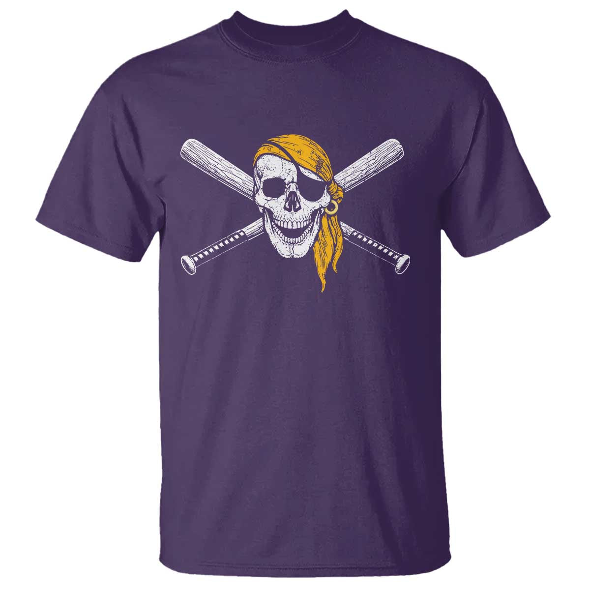 Baseball Pirate Skull T Shirt Retro Vintage Cross Baseball Bats TS10 Purple Print Your Wear
