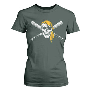 Baseball Pirate Skull T Shirt For Women Retro Vintage Cross Baseball Bats TS10 Dark Forest Green Print Your Wear