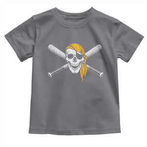 Baseball Pirate Skull Toddler T Shirt Retro Vintage Cross Baseball Bats TS10 Charcoal Print Your Wear