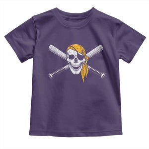 Baseball Pirate Skull Toddler T Shirt Retro Vintage Cross Baseball Bats TS10 Purple Print Your Wear