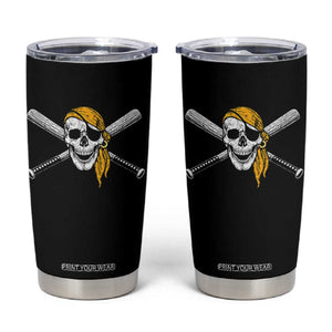 Baseball Pirate Skull Tumbler Cup Retro Vintage Cross Baseball Bats TS10 Black Print Your Wear