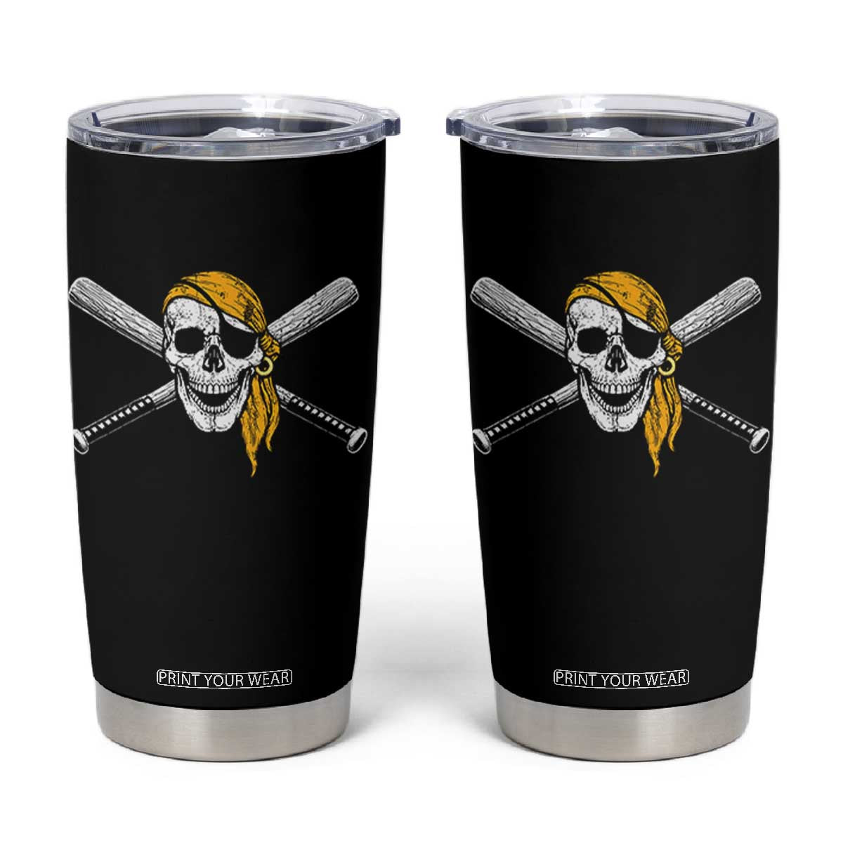 Baseball Pirate Skull Tumbler Cup Retro Vintage Cross Baseball Bats TS10 Black Print Your Wear